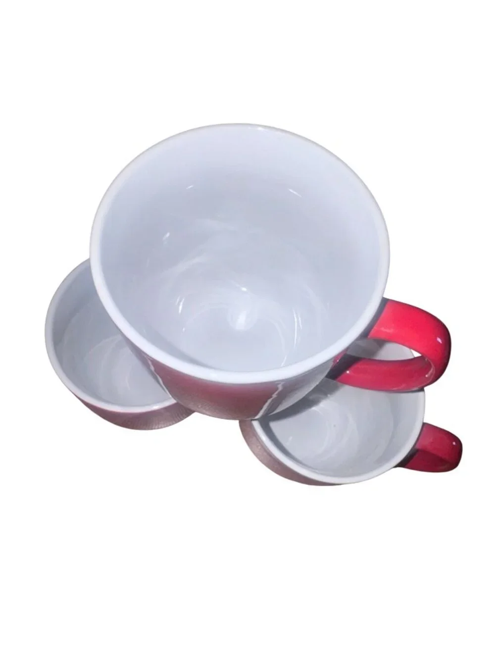 Set Of 3 Red Stoneware Coffee Mugs 4.5